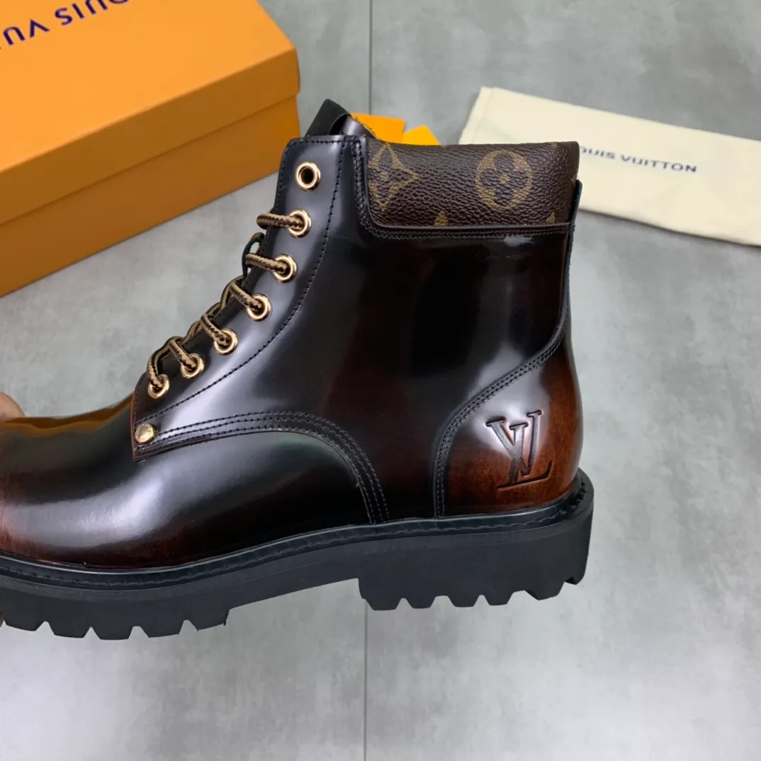 Men's men's shoes💰P620💰[New model]🆘Water-dyed cow lining LV Louis Vuitton business high-top leather shoes, made of original imported Italian 🇮🇹 open-edge bead-rubbed open-edge bead cowhide, full cowhide lining, carefully handmade by professional shoemakers, the original version is specially designed for wear-resistant outsole. Standard code 38-44 burgundy blue🉑️select